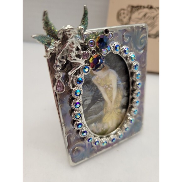 Kirks Folly Fairy Enamel Blue Crystals Small Picture Frame 2x3 - Picture 3 of 10